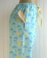 Women's Palm Tree Pajama Pants with Pockets