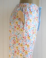 Women's Yellow and Blue Floral Pajama Pants with Pockets