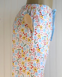 Women's Yellow and Blue Floral Pajama Pants with Pockets