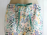 Women's Green Floral Pajama Pants with Pockets