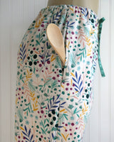 Women's Green Floral Pajama Pants with Pockets