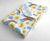 Rainbow, Cloud and Star Flannel Baby Blanket