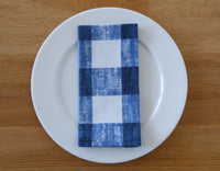 Navy Blue and White Check Napkin Set