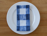 Navy Blue and White Check Napkin Set