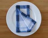 Navy Blue and White Check Napkin Set