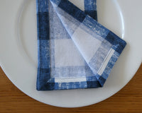 Navy Blue and White Check Napkin Set
