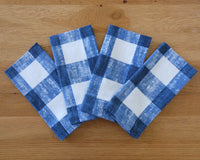 Navy Blue and White Check Napkin Set