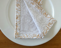White and Gold Roses Napkin Set