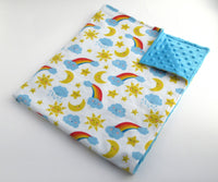 Happy Clouds and Rainbows Stroller Blanket