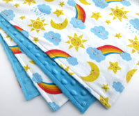 Happy Clouds and Rainbows Stroller Blanket
