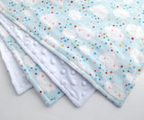 Happy Clouds and Stars Stroller Blanket