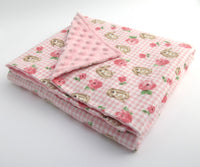 Pink Bunny and Roses Stroller Blanket