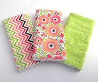 Coral and Green Floral Burp Cloth Set