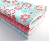 Aqua Floral and Butterfly Burp Cloth Set