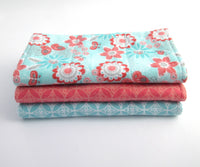 Aqua Floral and Butterfly Burp Cloth Set