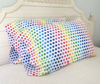 Rainbow Polka Dot Pillowcase Set